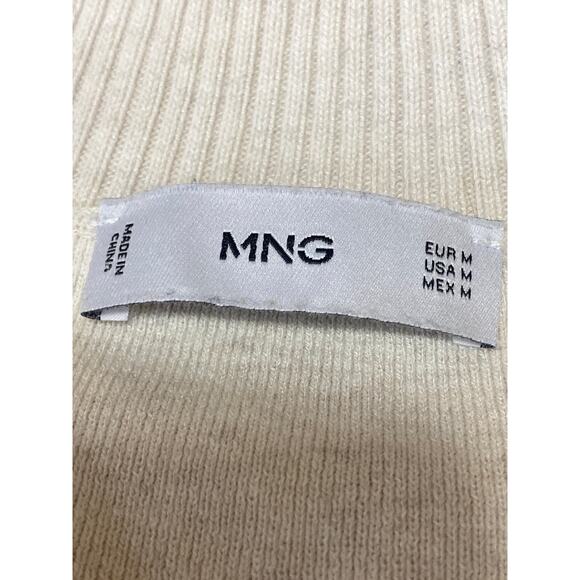 MANGO MNG Men's Cream White Short Sleeve Collar Knitted Polo Shirt Top Size M - Picture 3 of 3